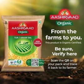 Aashirvaad Organic Arhar/Tur Dal, 1 Kg, 100% Organic Arhar/Tur Dal Rich in Protein